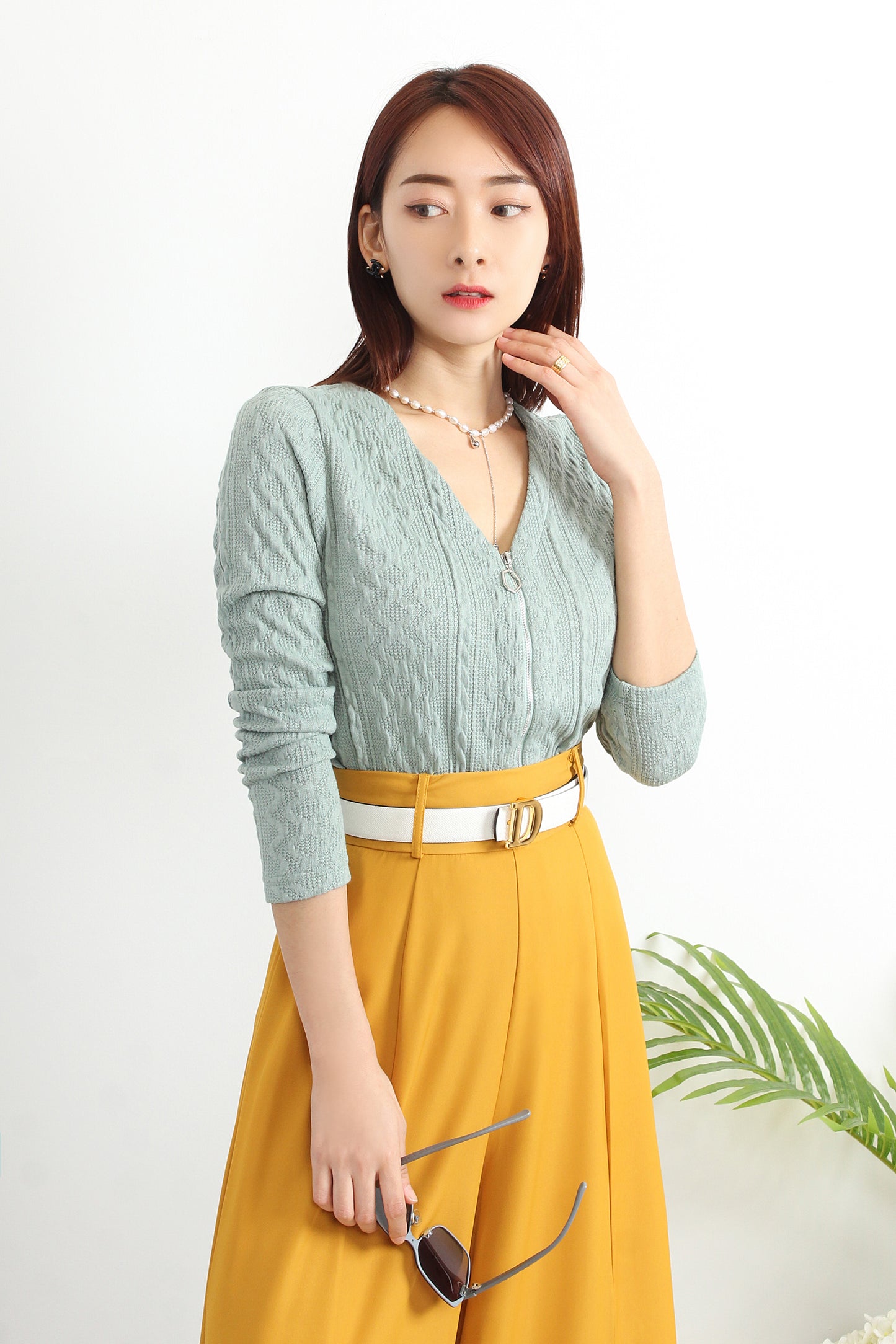 Arcelia Zip Up Knitted Top