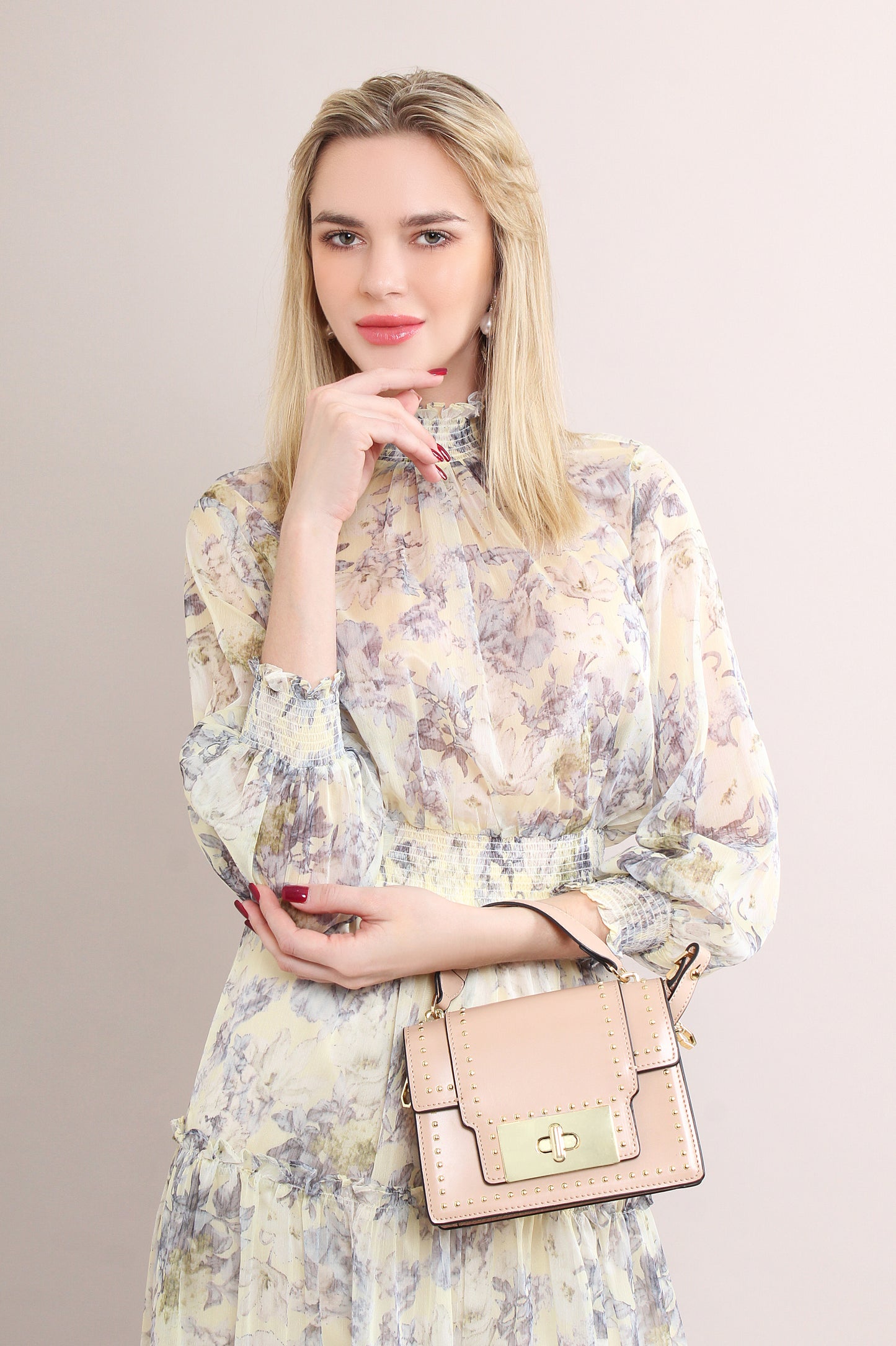 Ruffle Chiffon Sets With Floral Prints