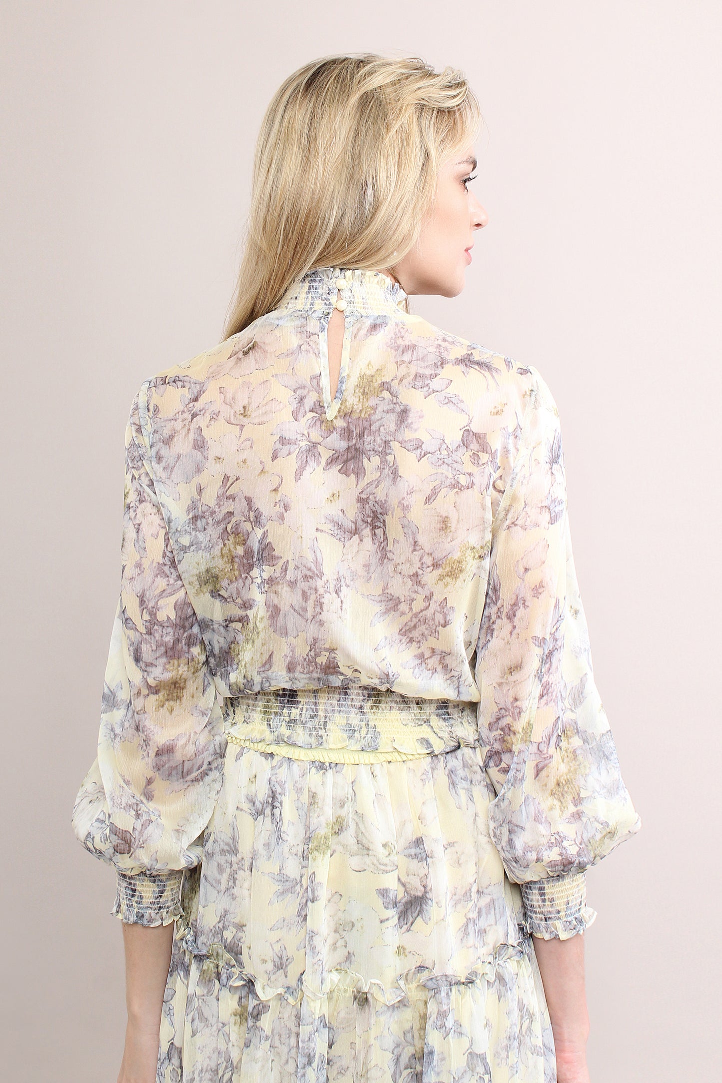Ruffle Chiffon Sets With Floral Prints
