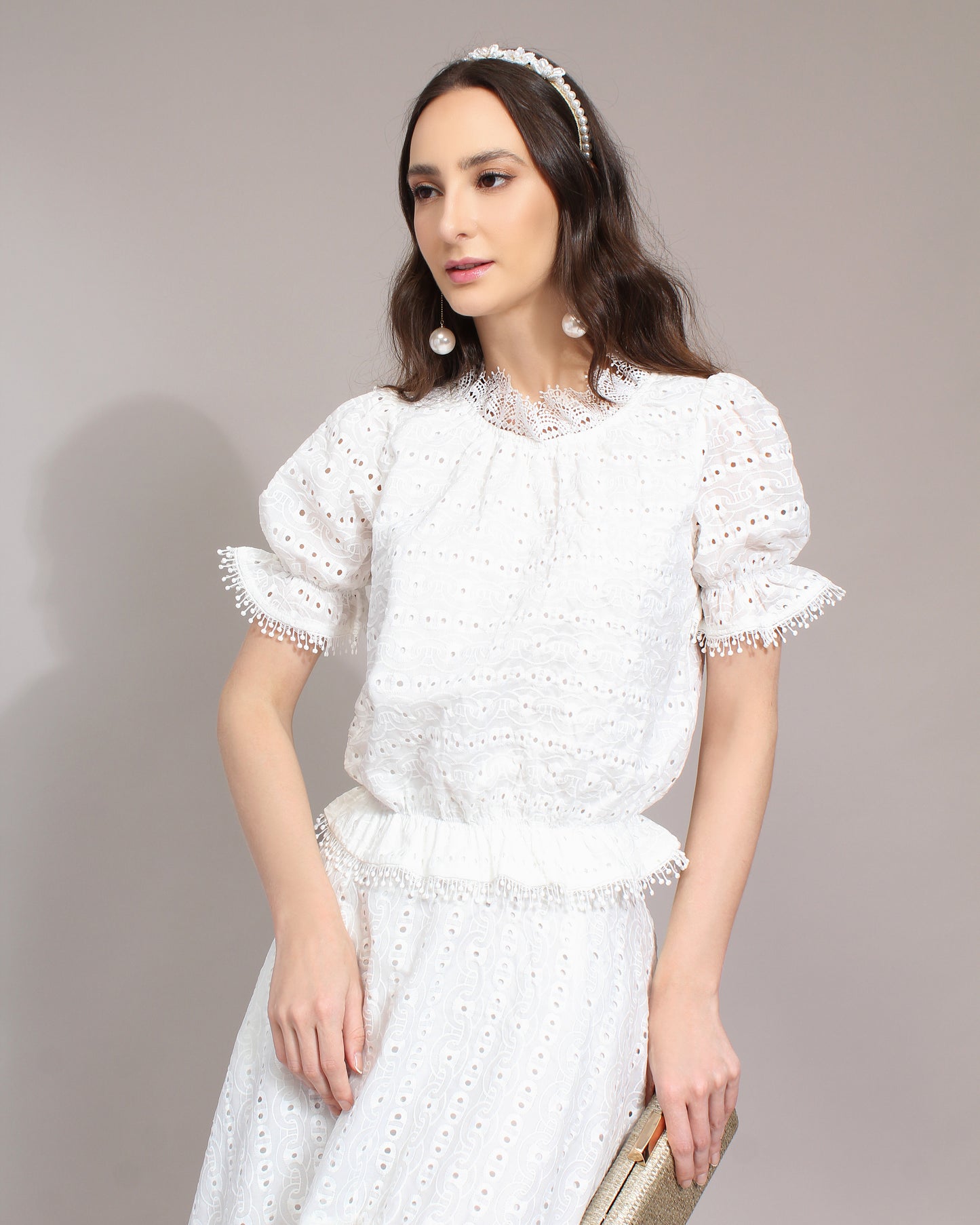 French Lace Ruffle Flowy Dress