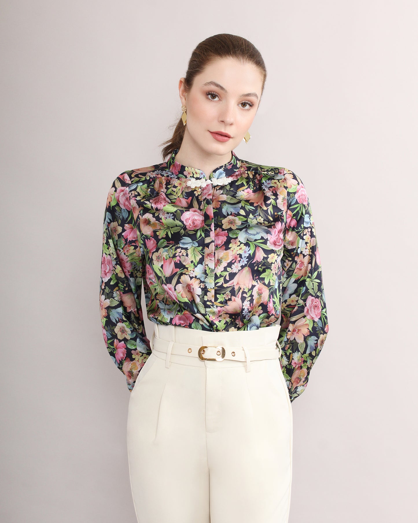 Dorothy Chinese Frog Button Knot Blouse