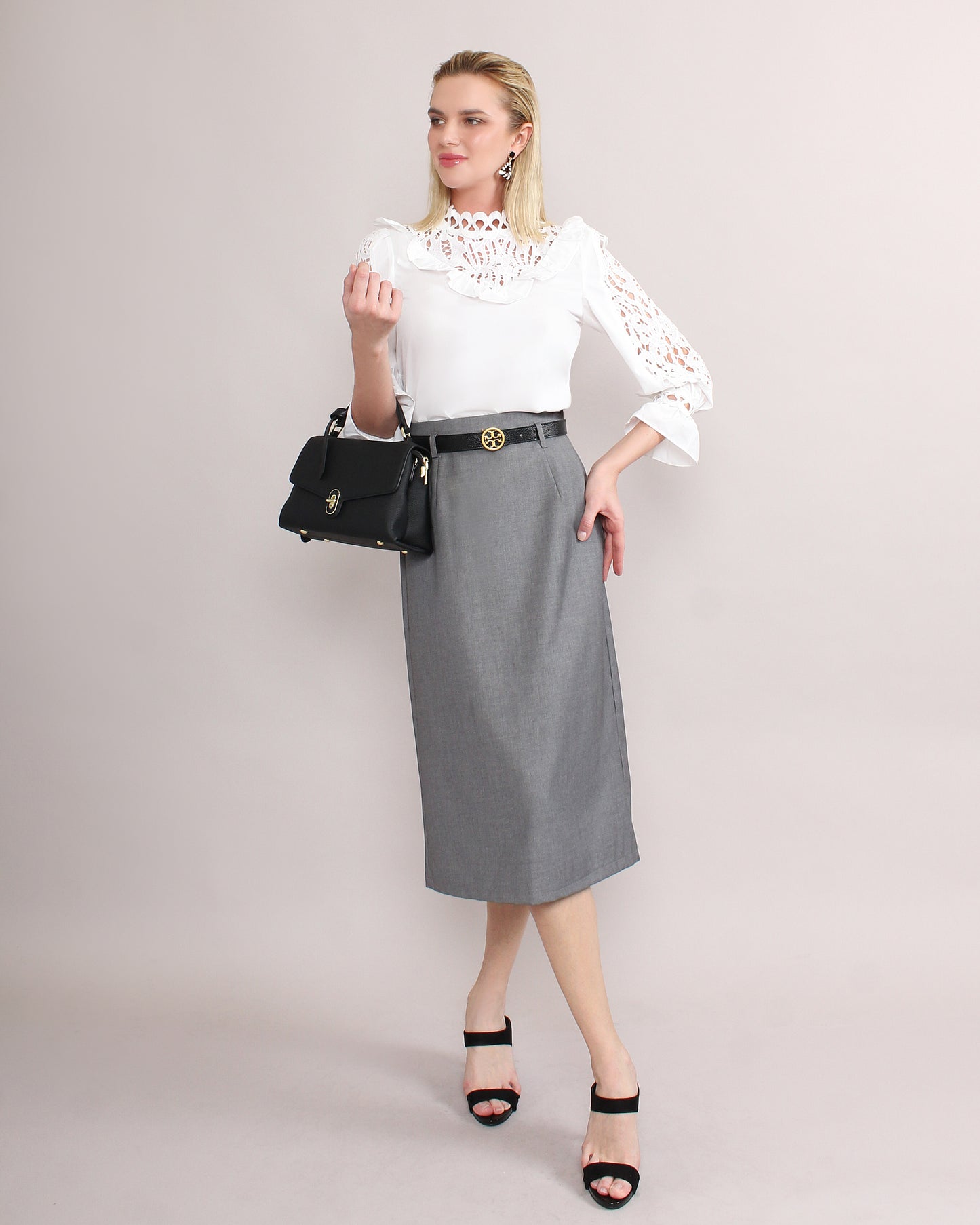 Office Wear Back Slit Slim Midi Skirt