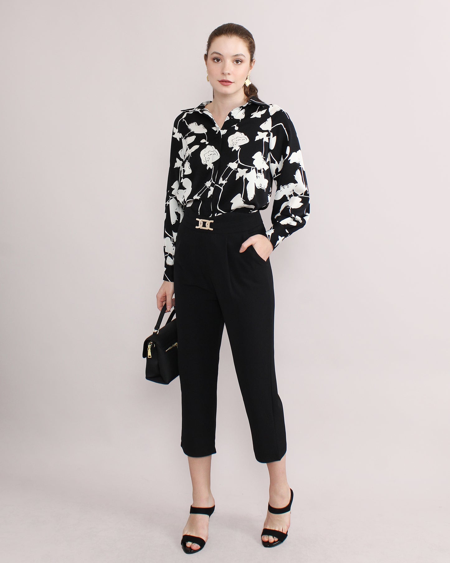 High Waist Chain Detail Suit Pants