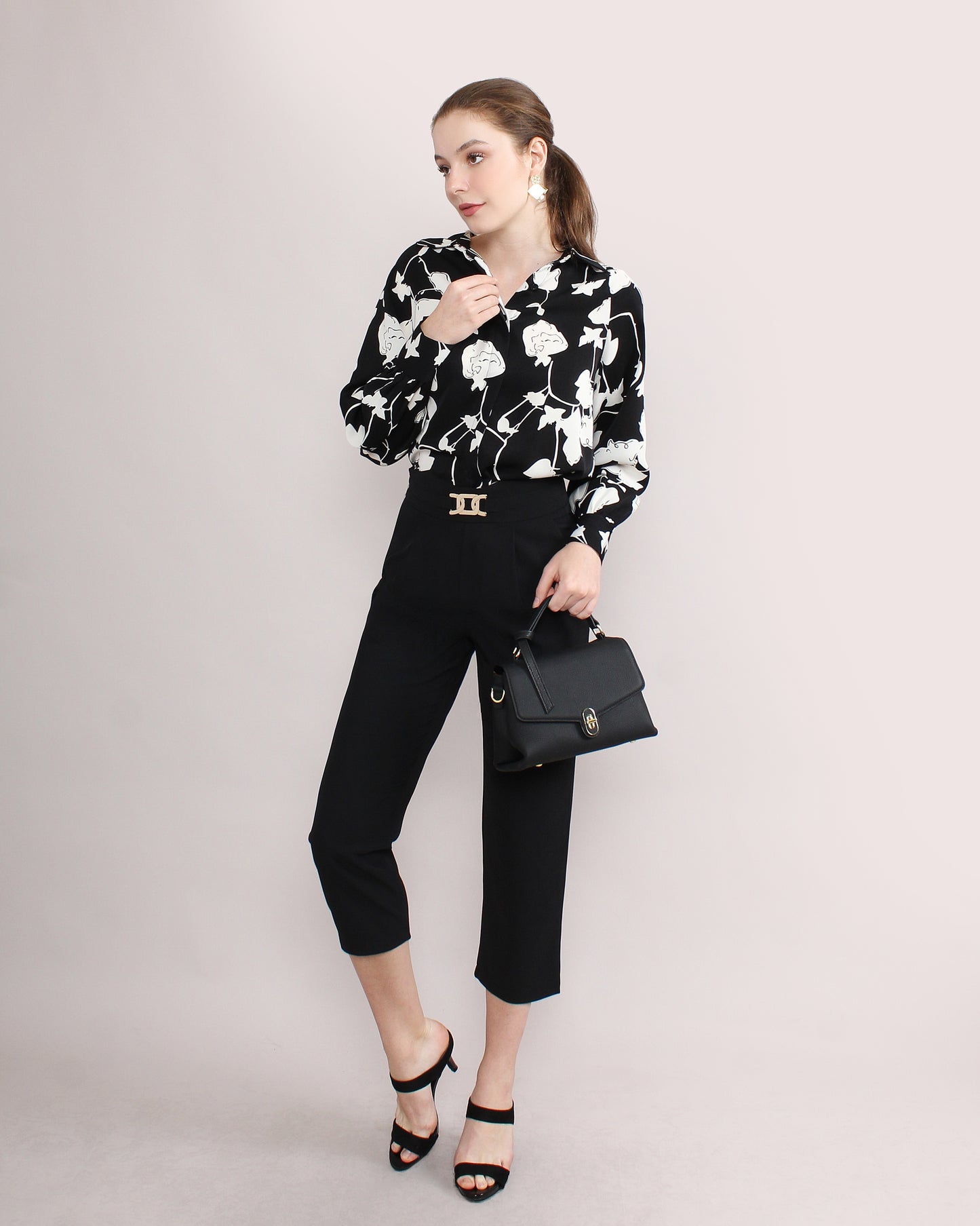 High Waist Chain Detail Suit Pants