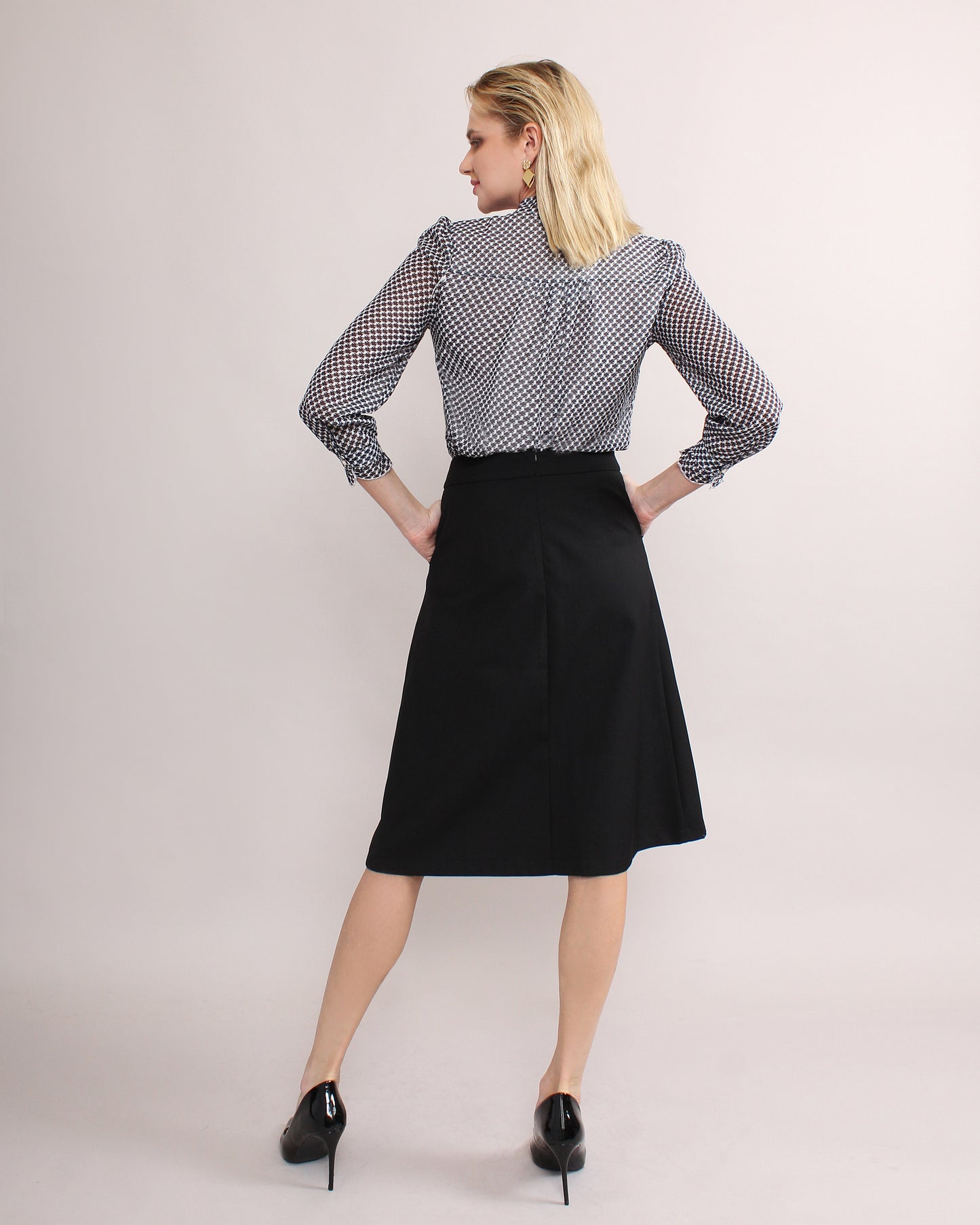 Casual Wear Plicated Leather Belt Skirt