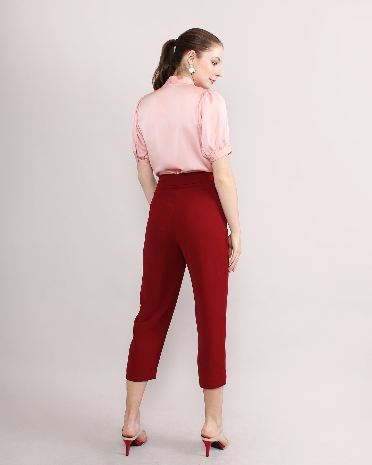 High Waist Chain Detail Suit Pants