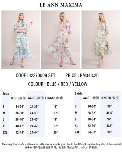 Ruffle Chiffon Sets With Floral Prints