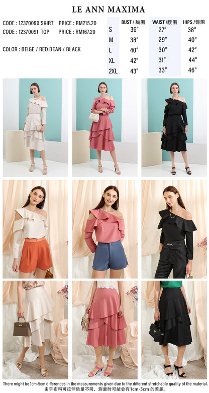 Asymmetric Ruffle Neckline Top