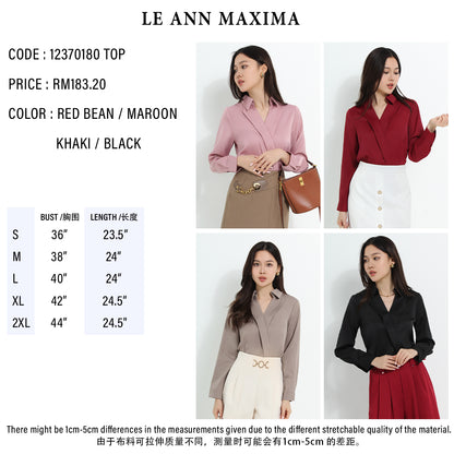 Adara Plus Size Sleek Elegance Satin Shrit Top