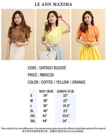 Myna Pleated Ruffle Cotton Top