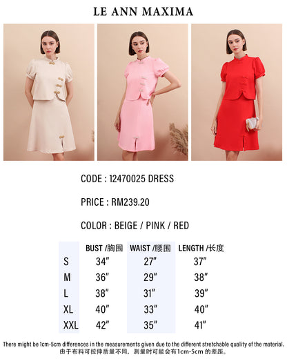 Lotus Knot Layered Oriental Two-Piece Puff Sleeve