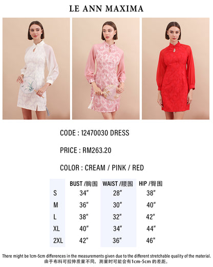 Eternal Bloom Chiffon Sleeve Jacquard Mandarin Dress