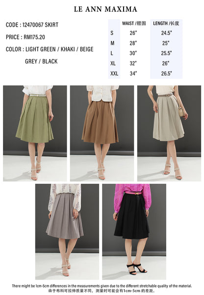 Arietta Casual Plain Pleated Skirts