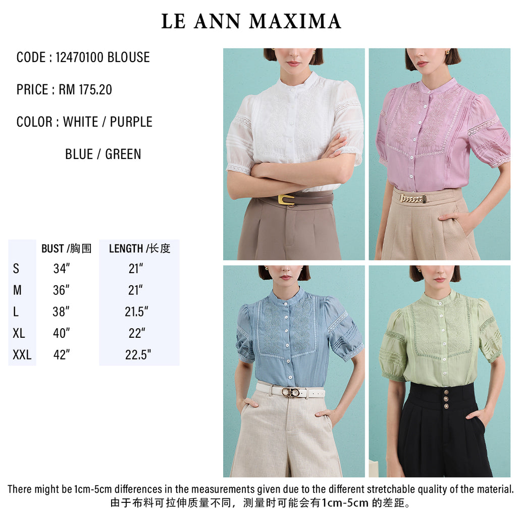 Broderie Embroidered Peasant Sleeve Blouse