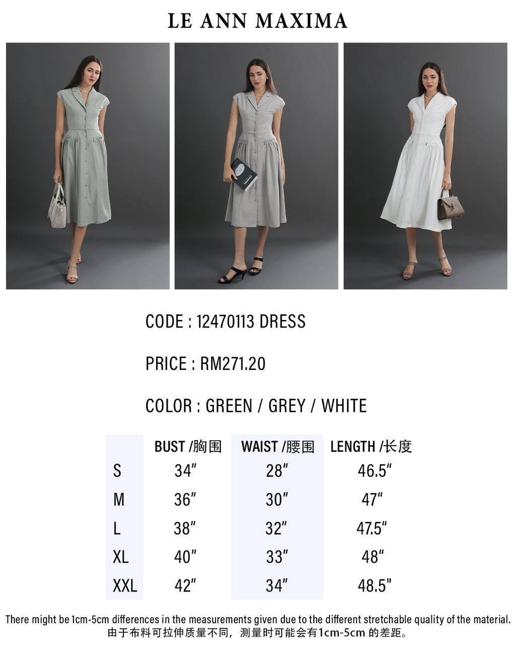 Roberta V-Neck Collar Flare Midi Dress