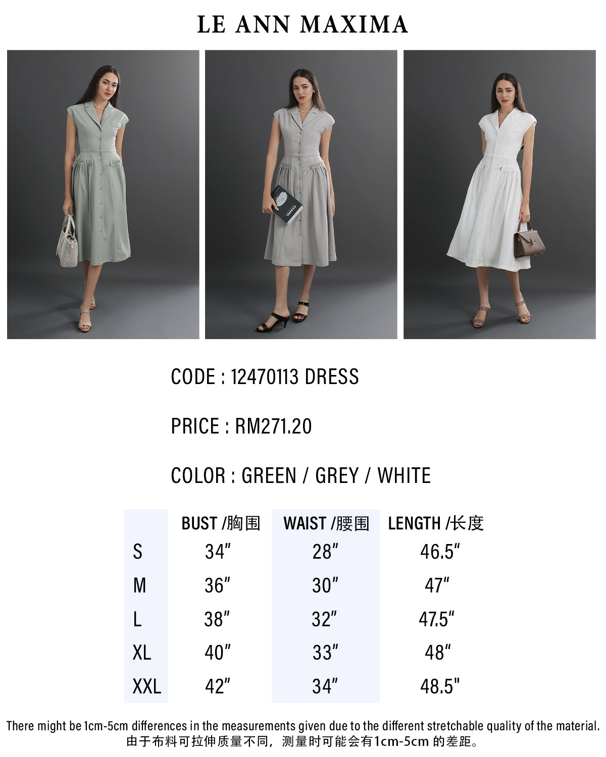 Roberta V-Neck Linen Collared Midi Dress