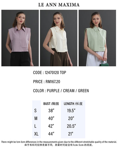 Rowena sleeveless lapel shirt straight commuting all-match top