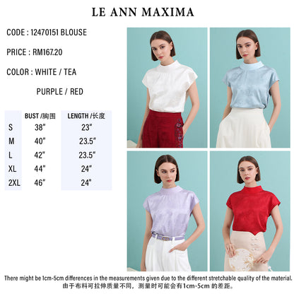 Satin Jacquard Mandarin Collar Top