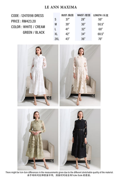 Élise Lace Collared Midi Dress