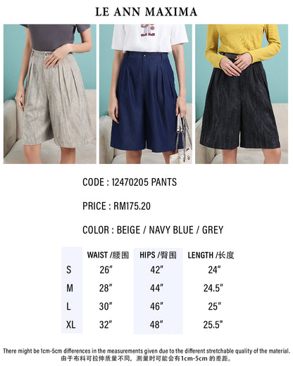 Pleated Knee Length Culotte Pants
