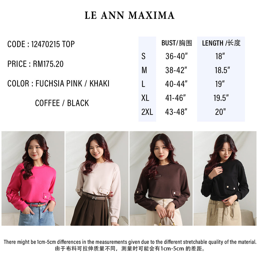 Long-sleeve Top with Pocket Detail