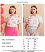 Floral Trim Puff Sleeve Blouse