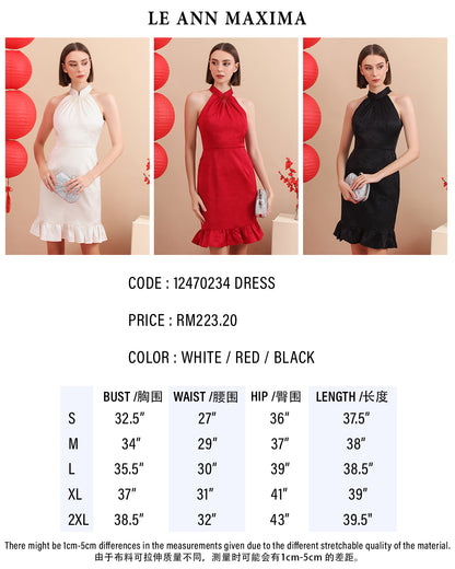 Qipao Halter Mandarin Jacquard Ruffle Hem