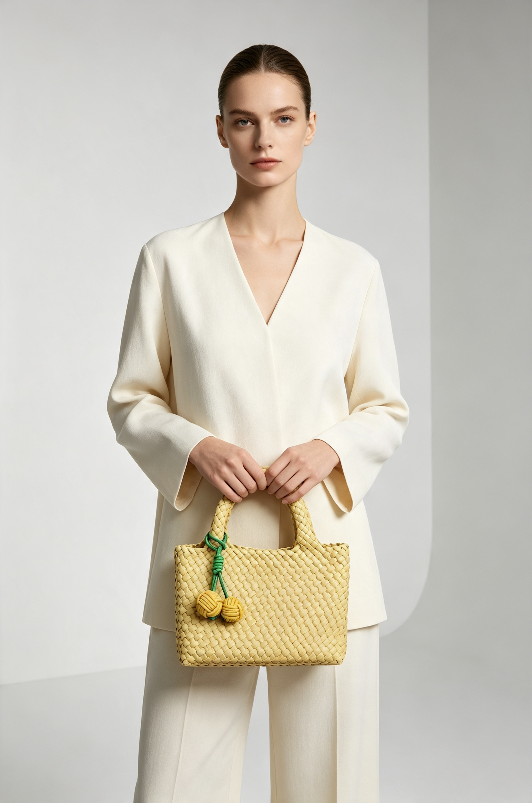 Handwoven Pastel Mini Dual Handle Bag