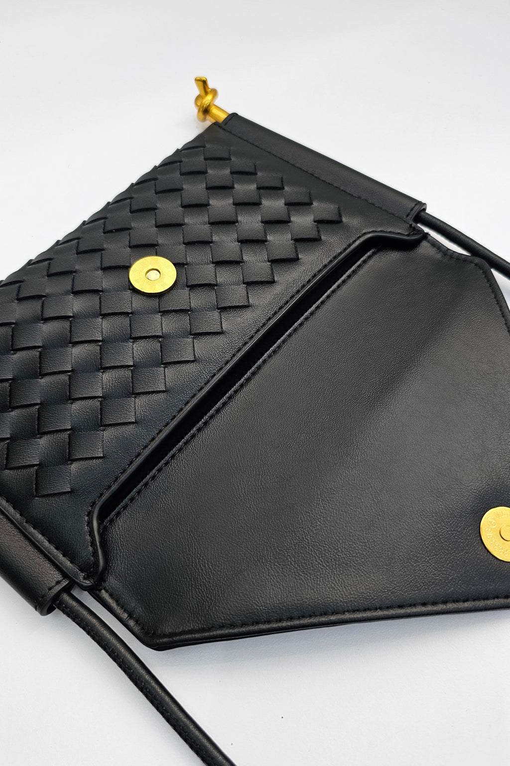 Envelope Woven Cross-body Bag in Black