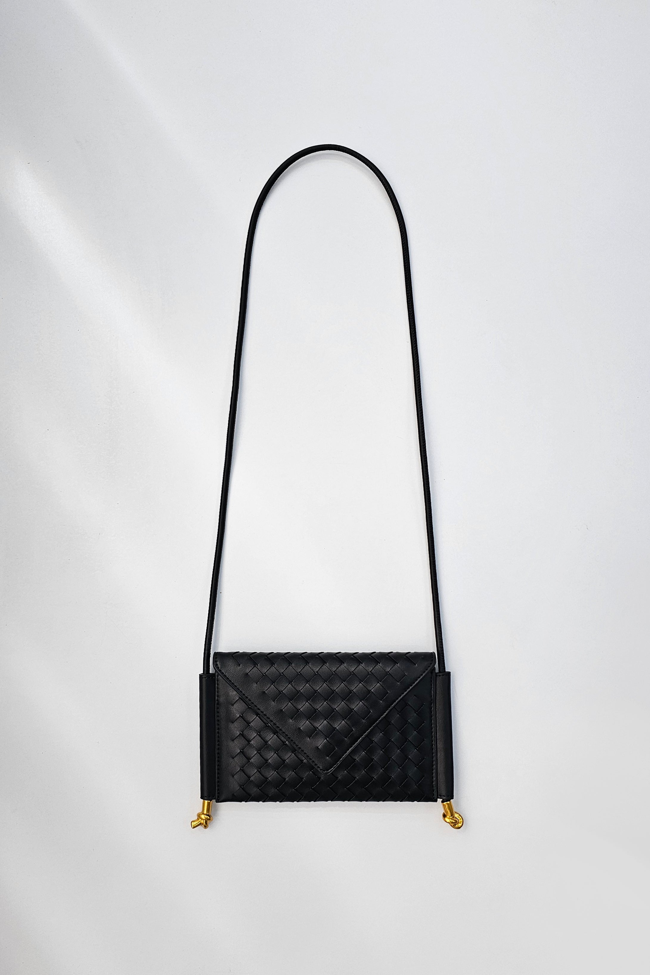 Envelope Woven Cross-body Bag in Black
