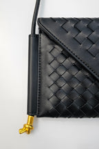 Envelope Woven Cross-body Bag in Black