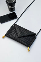 Envelope Woven Cross-body Bag in Black
