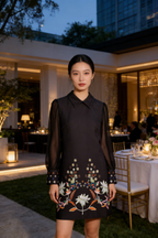 Embroidered Collar Mini Dress (L size)