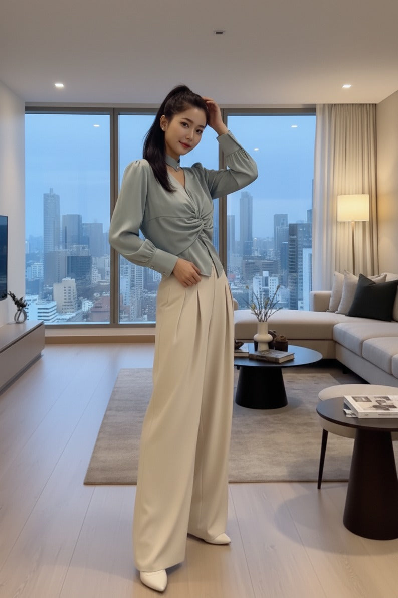 Satin Twist Detail Blouse