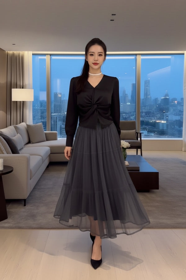 Satin Twist Detail Blouse