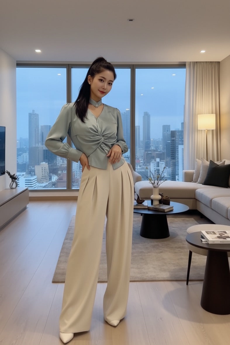 Satin Twist Detail Blouse