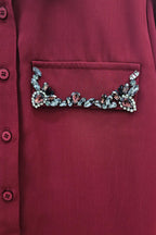 Crystal Embroidered Long Sleeve Button Up Shirt