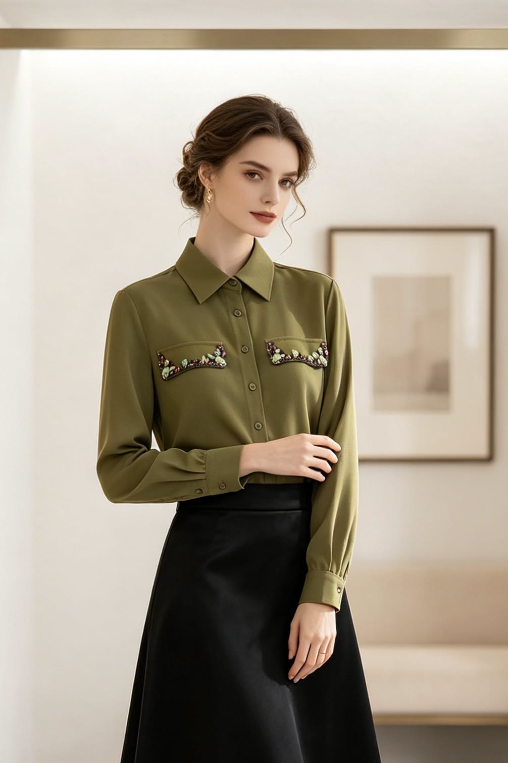 Button Shirt with Jewel Detailing