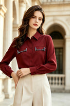 Crystal Embroidered Long Sleeve Button Up Shirt