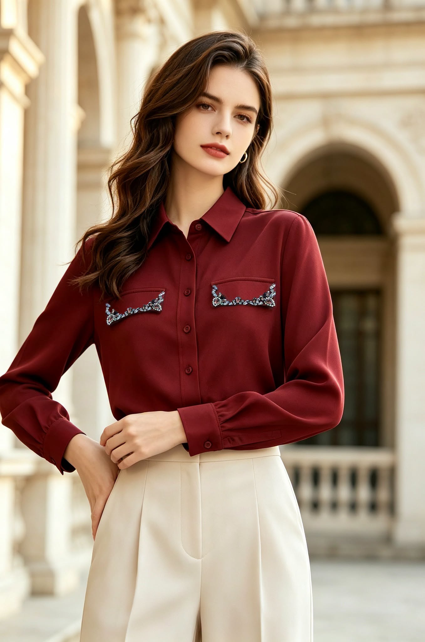 Button Shirt with Jewel Detailing