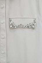 Crystal Embroidered Long Sleeve Button Up Shirt