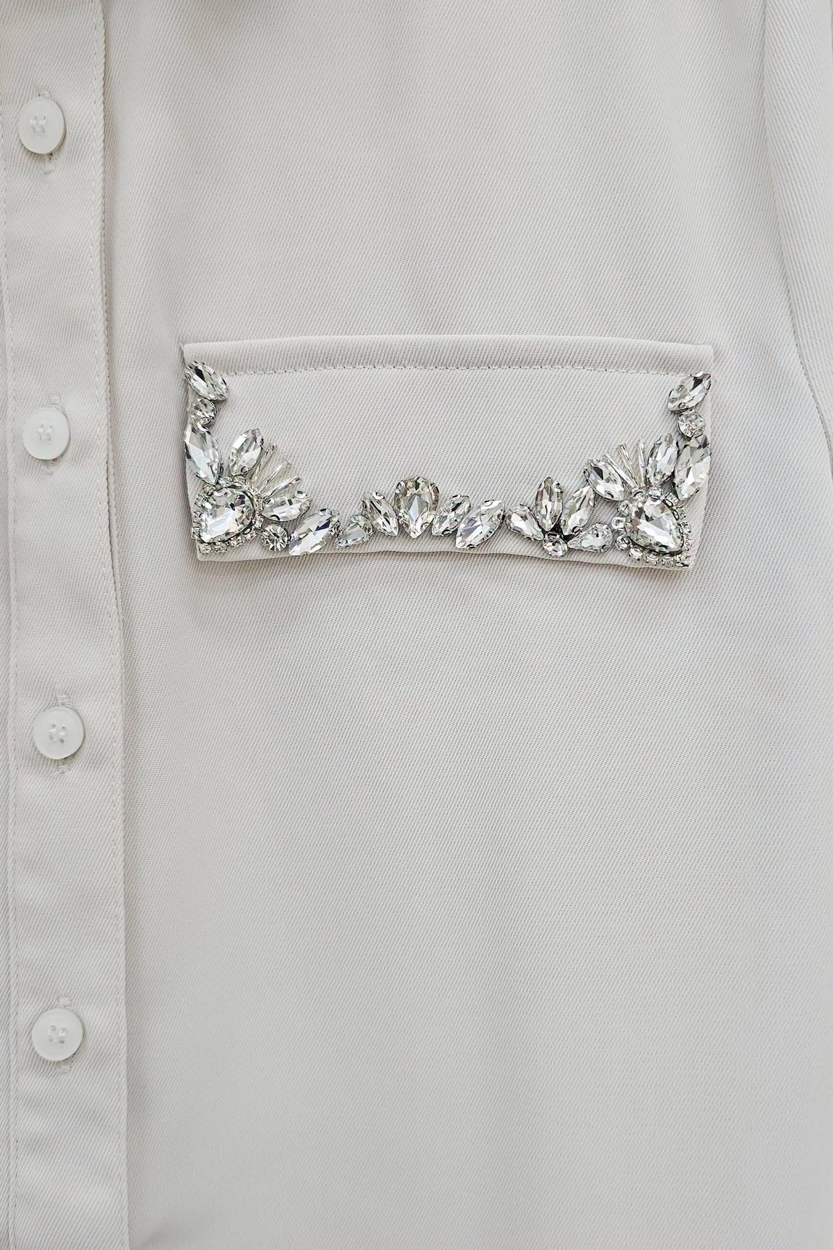 Crystal Embroidered Long Sleeve Button Up Shirt