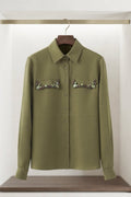 Crystal Embroidered Long Sleeve Button Up Shirt