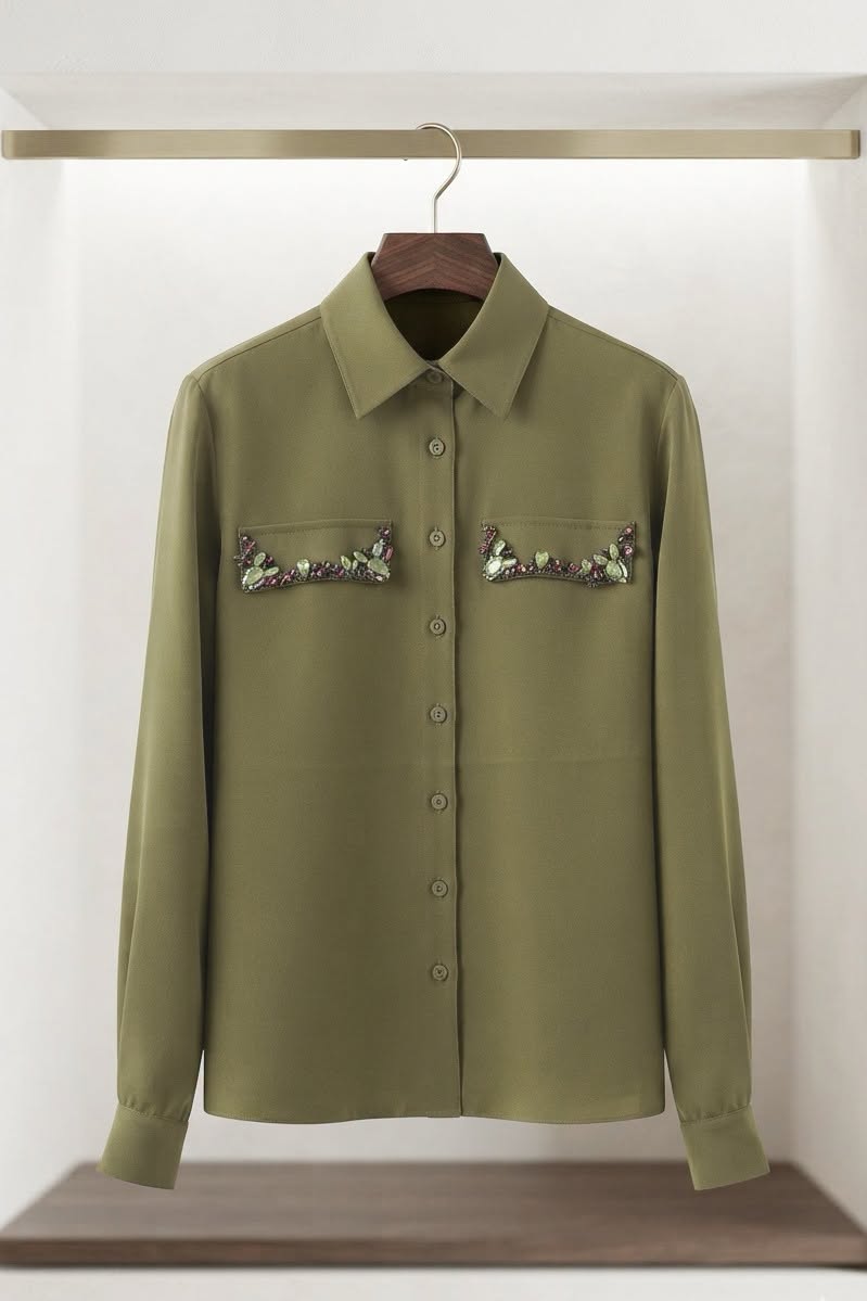 Button Shirt with Jewel Detailing