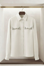 Crystal Embroidered Long Sleeve Button Up Shirt