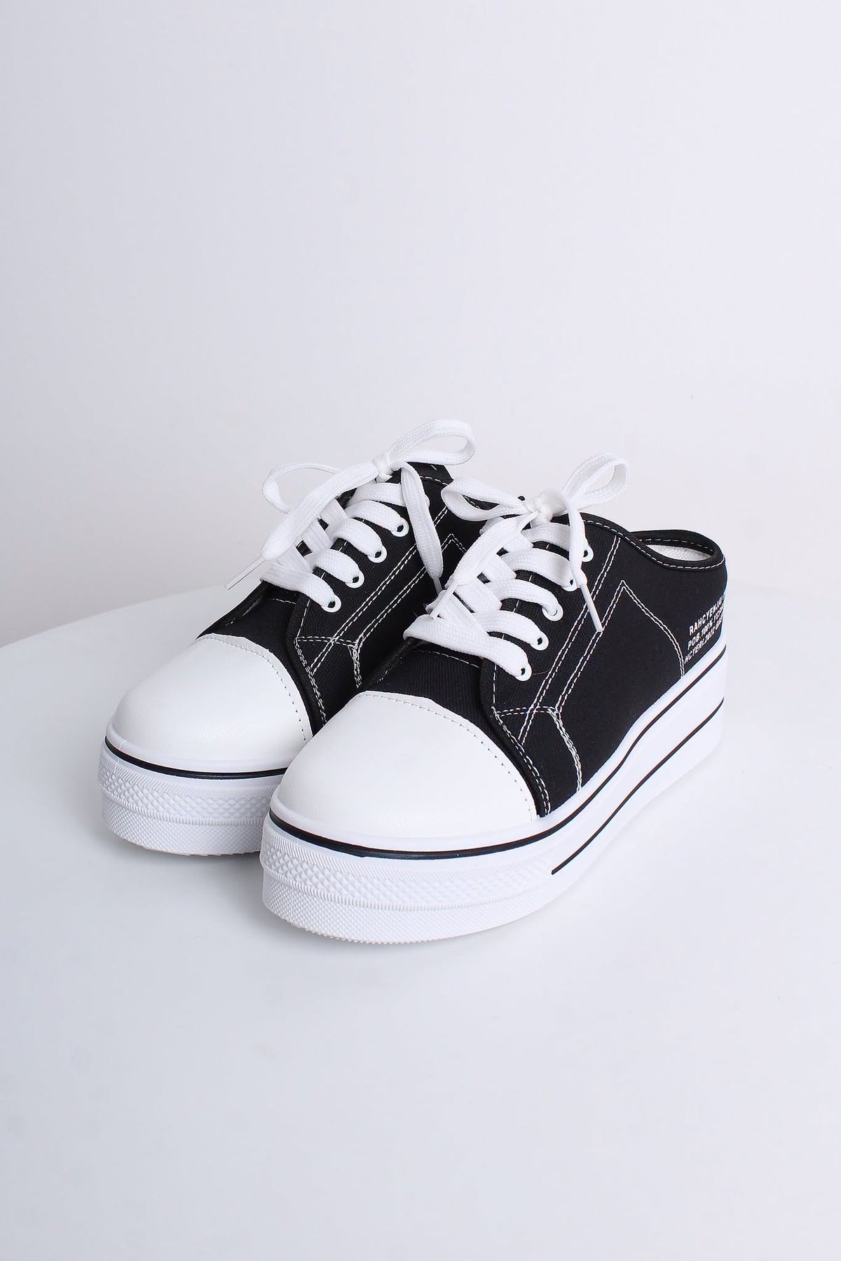 Black White Platform Women Sneakers