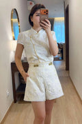 流金溢彩 Imperial Gold Pearl Jacquard Cheongsam Set