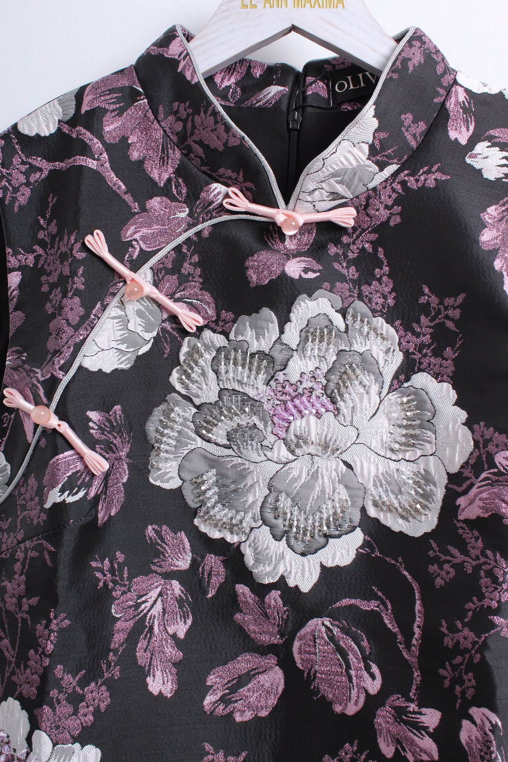 紫华绮梦旗袍 Peony Purple Cheongsam (XL size)