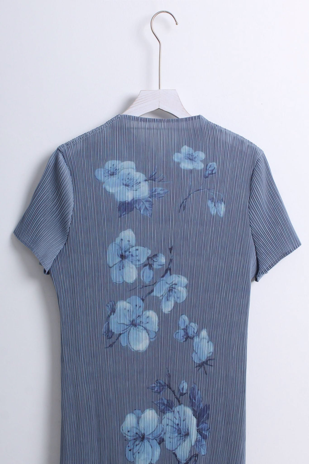 雾蓝花旗袍 Wu Lan Pleated Cheongsam Dress