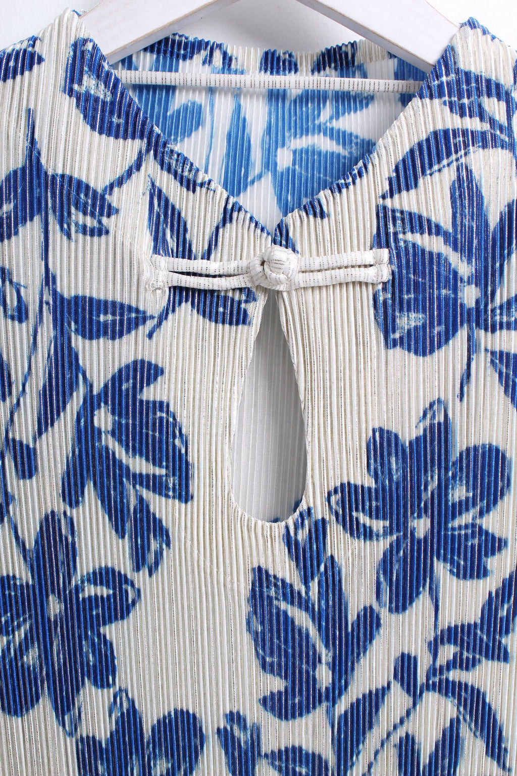 宝蓝花旗袍 Bao Lan Pleated Cheongsam Dress
